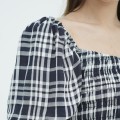 SIXDO G-Navy Short Sleeves Woven Flared Dress for Women